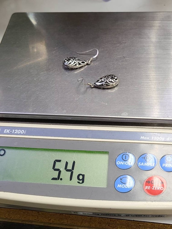 Vintage Openwork Teardrop Earrings: 925 Silver - … - image 6