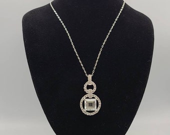 Cubic Zirconia Pendant Necklace 925 Silver Item w#650