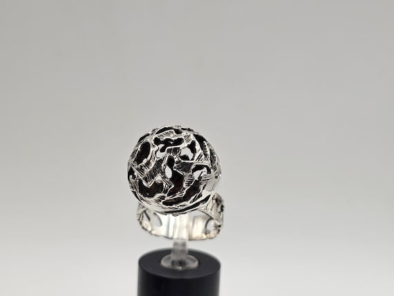 Bague Fantaisie Vintage Grosse Boule - Occasion, Origine France, Bijou Rétro Porté