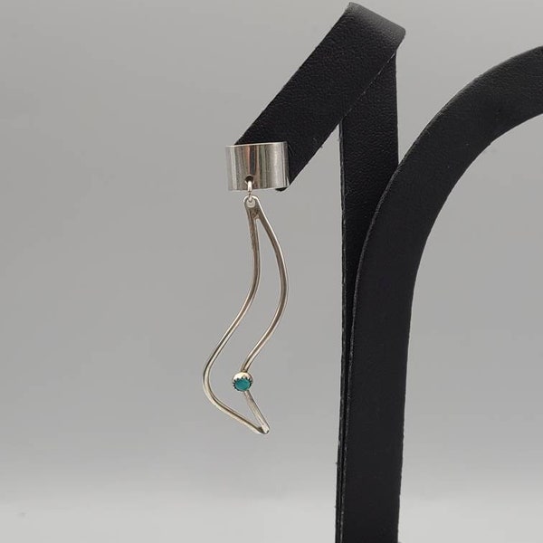 Turquoise Ear Cuff - 925 Silver Turquoise Ear Cuff - Vintage Turquoise Ear Cuff - Handmade Ear Cuff, Item w#2816