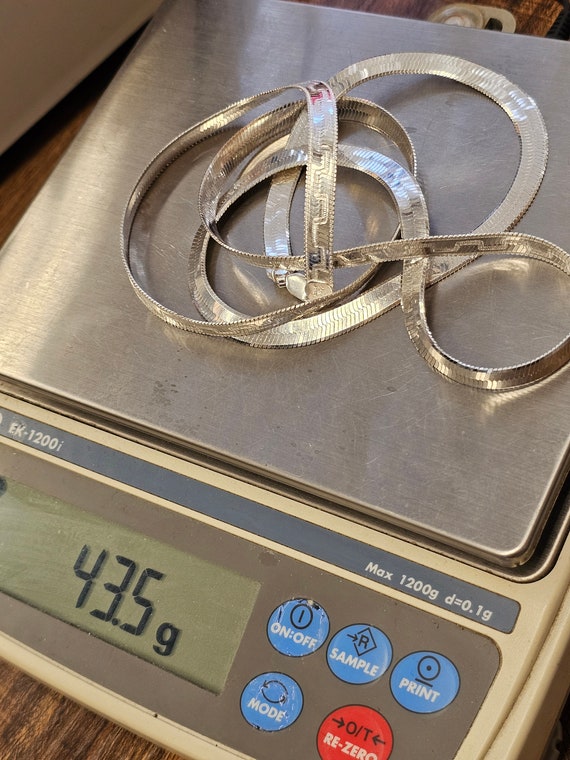 Vintage 925 Sterling Silver Herringbone Chain: Re… - image 7