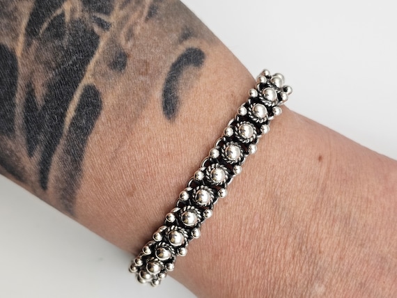 Vintage 925 Silver Bubble Cluster Link Bracelet, … - image 2