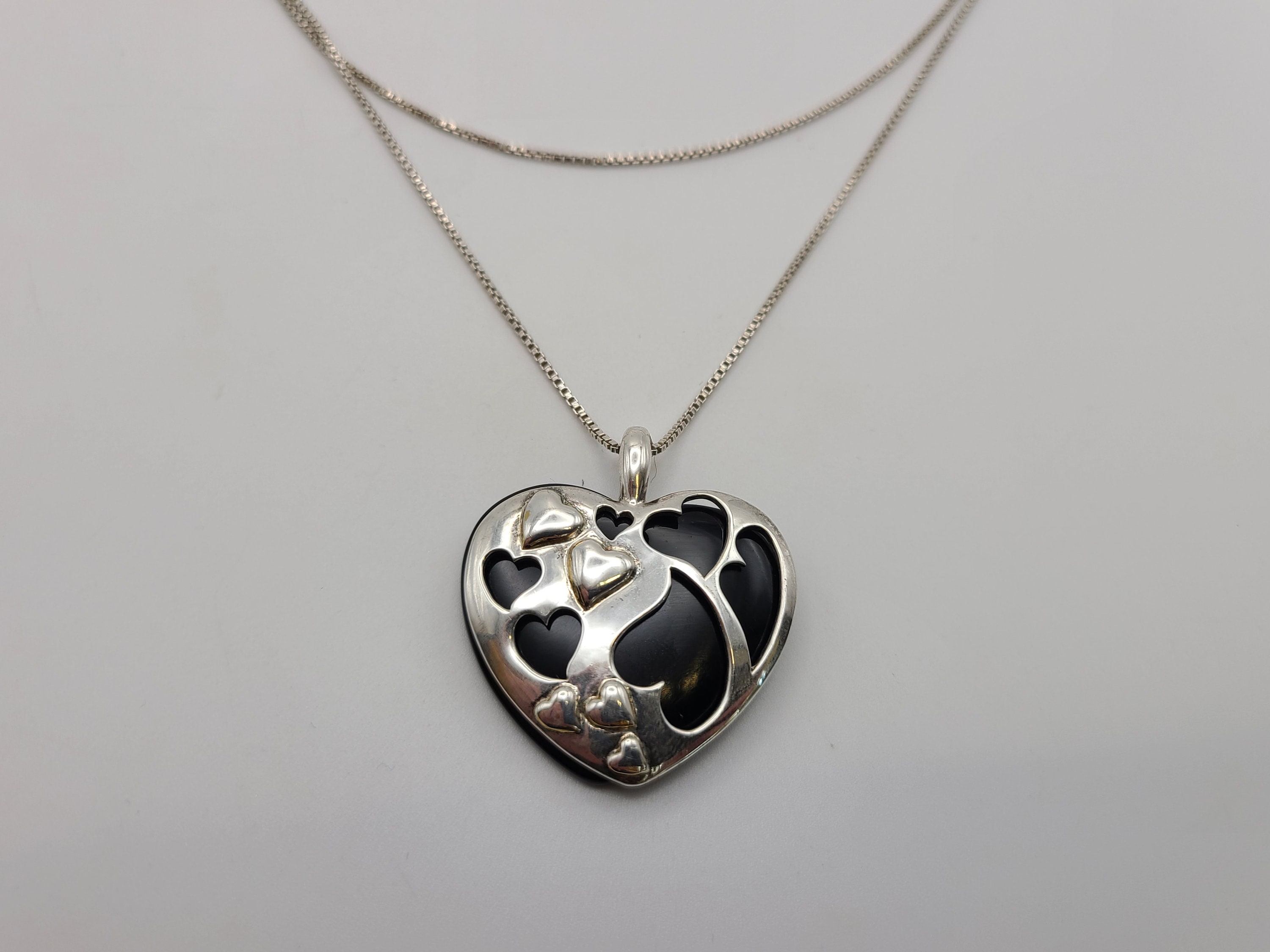 アクセサリー vintage 925 silver heart necklace UNIQUE Vintage Sterling Silver 925 Open Heart CZ Pendant