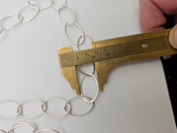 Textured Oval Link Necklace, 925 Silver, Designer… - image 6