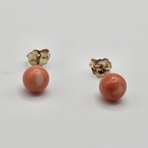 Vintage 14k Yellow Gold Coral Earrings, Estate Jewelry, w#1761