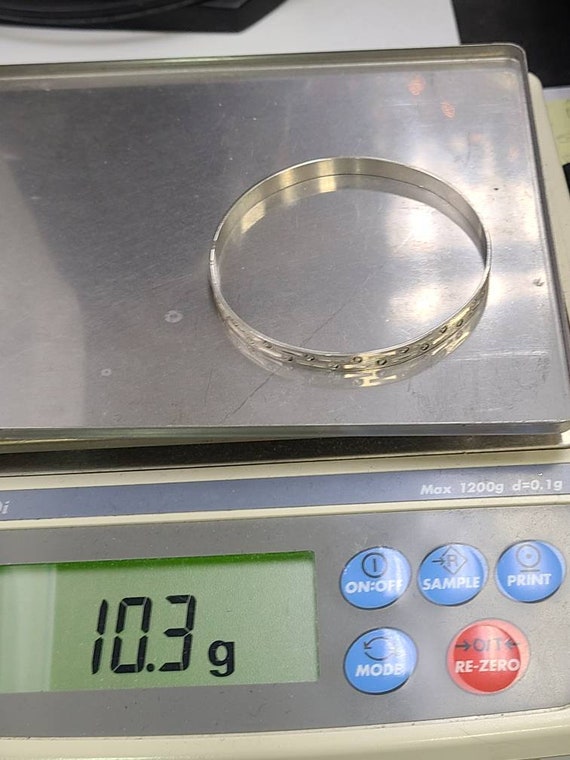 Vintage Grecian Patterned Bangle Bracelet .950 Si… - image 8