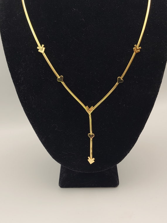 Heart Necklace in 14kt Yellow Gold, Y Necklace, H… - image 2