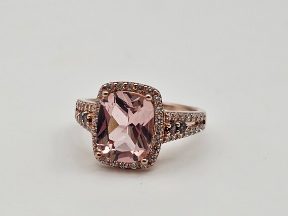 Cubic Zirconia and Morganite Ring in 925 Silver R… - image 4