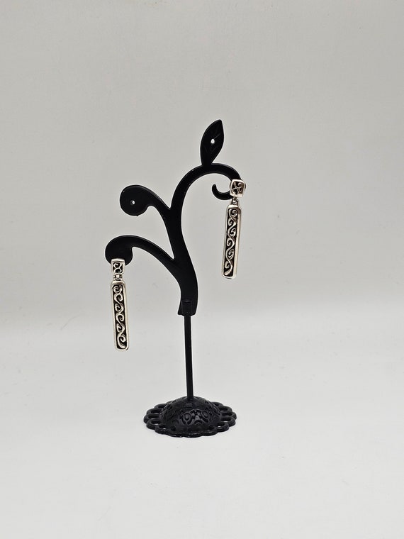 Vintage Scroll Motif Rectangular Dangle Earrings:… - image 4