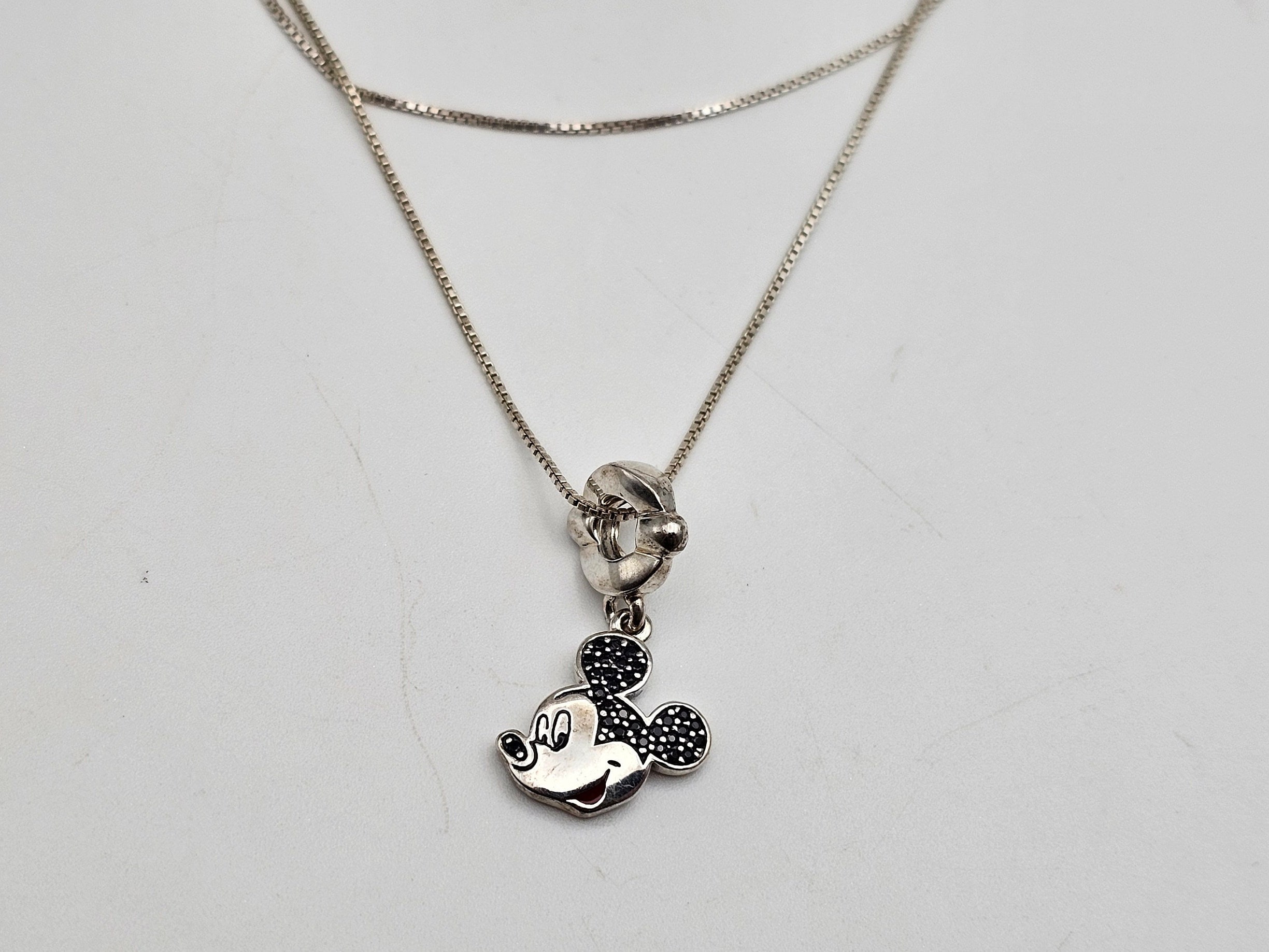 Vintage 925 Sterling Silver Cubic Zirconia Mickey Mouse Necklace Vintage 925 Sterling Silver Cubic Zirconia Mickey Mouse Necklace