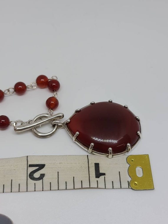 Carnelian Teardrop Necklace, Beaded Carnelian Nec… - image 7