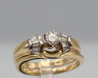 Vintage 14k Yellow Gold Diamond Engagement Bridal Set, 0.51 CTW Natural Diamonds, Estate Jewelry, Size 6.75, Appraised  w#829
