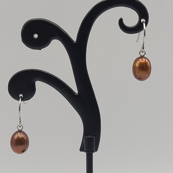 Honora Pearl Earrings, 925 Silver, Chocolate Pearl Drop Earrings, Designer Honora Jewelry, June Birthstone, Item w#1669