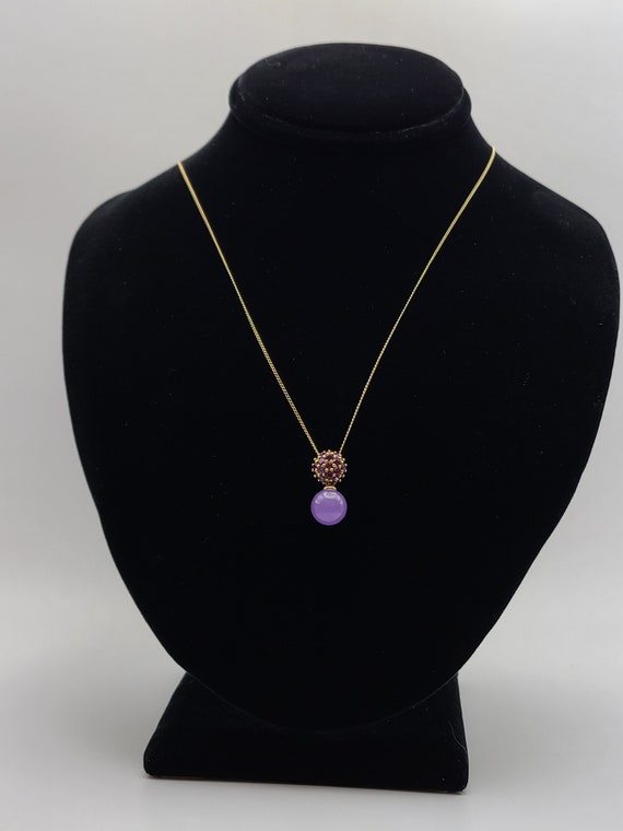 Lavender Jade and Amethyst Necklace, 14k Yellow Go
