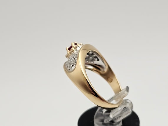 Ruby and Cubic Zirconia Ring in 14kt Gold, .15ct.… - image 4