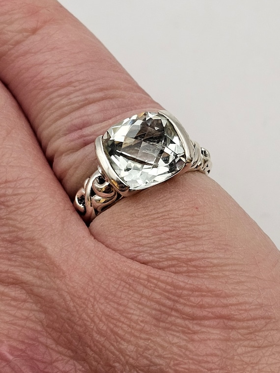 Fancy Cut Green Amethyst Ring in 925 Silver, 3.90… - image 2