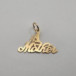 Vintage Number 1 Mother Charm 14k Yellow Gold Sentimental Gift for Mom, Estate Jewelry, w#3207
