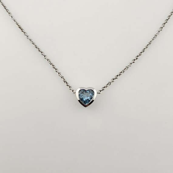 Birthstone Jewelry Vintage Blue Topaz Necklace Vintage 925 - Main Image