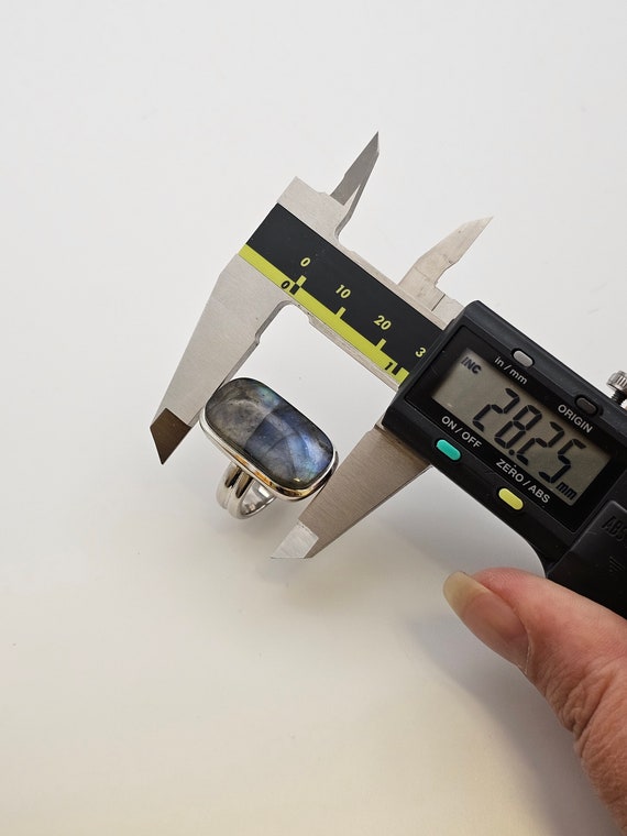 Vintage Geometric Labradorite Ring: 925 Sterling … - image 7