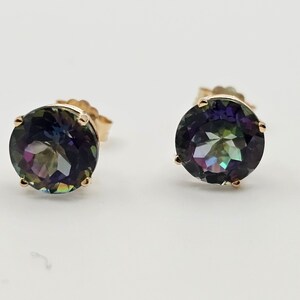 Vintage 585er Gelbgold Mystic Topas Ohrringe, Nachlass Schmuck, W #2772