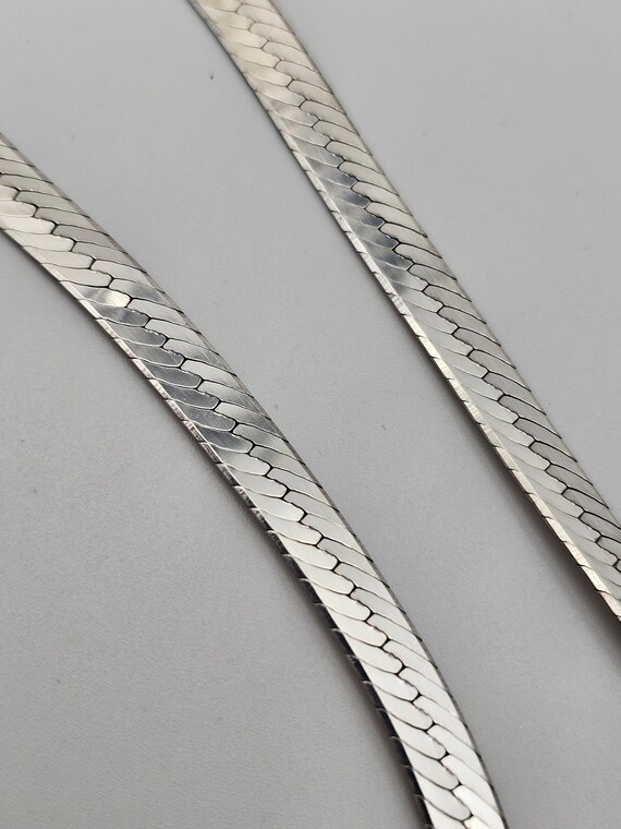 Herringbone Chain, 925 Silver, Retro Necklace, Vi… - image 3