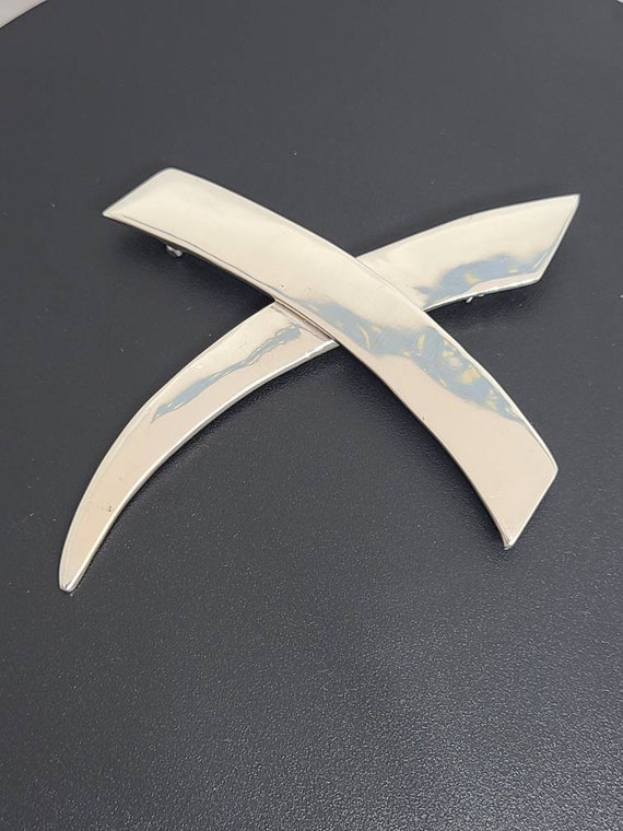 Ribbon Design Pin in 925 Silver, Modernist Pin, V… - image 3