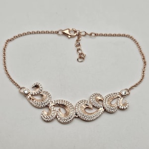 925 Silber Rose Gold Vermeil wirbelte Zirkonia Armband - Guter Schmuck