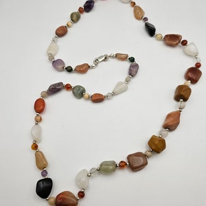 Jay King 925 Sterling Silver Beaded Polished Stone Necklace - Desert Rose Trading, Estate Jewelry Gift, w#1585