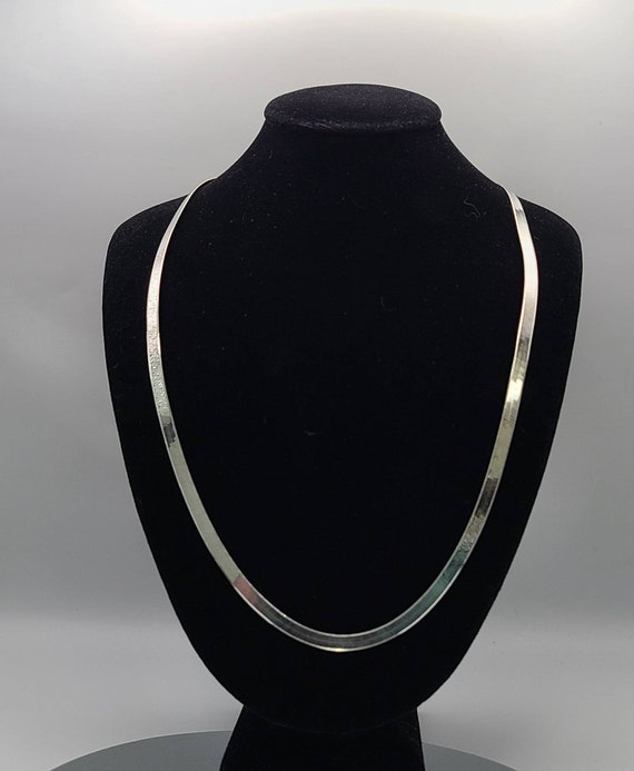 Herringbone Chain, 925 Silver Chain, Retro Neckla… - image 1