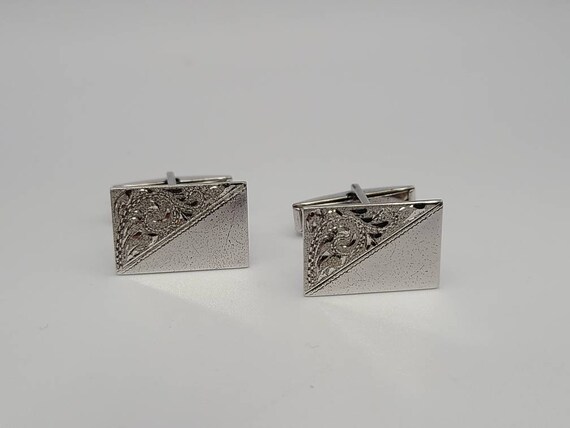 Vintage Ornate Etched Cuff Links: 925 Sterling Si… - image 5