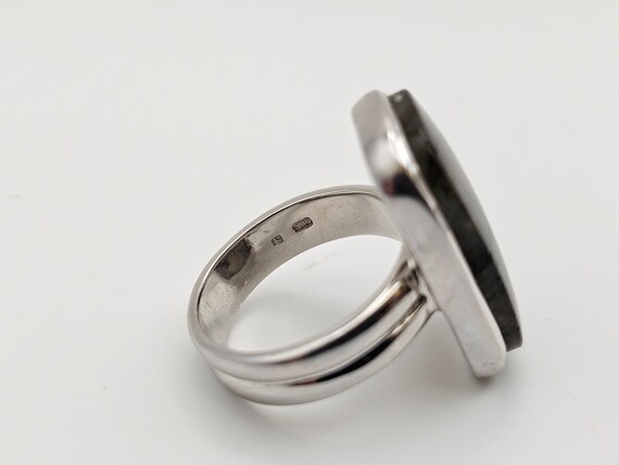 Vintage Geometric Labradorite Ring: 925 Sterling … - image 3