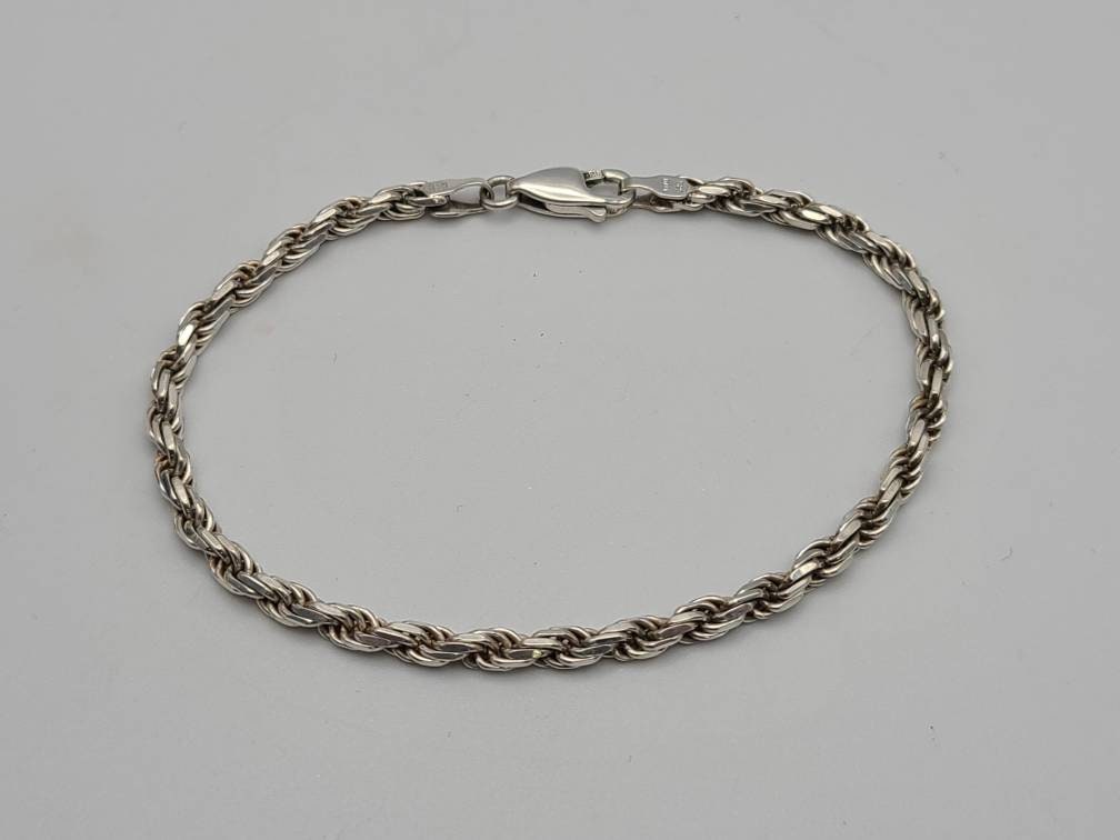 Rope Chain Bracelet in 925 Silver, Vintage Bracelet, Estate 