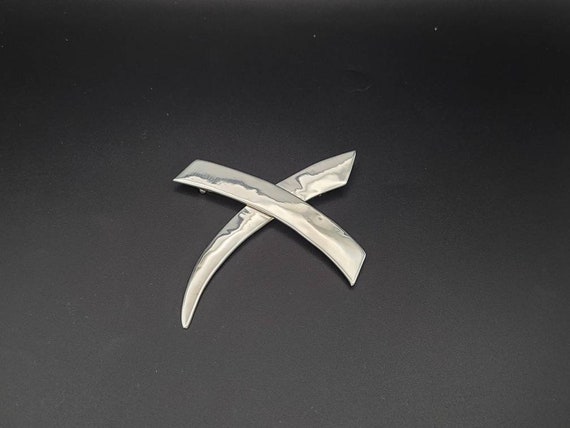 Ribbon Design Pin in 925 Silver, Modernist Pin, V… - image 2