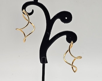 Vintage 14k Yellow Gold Swirl Twisted Hoop Earrings, Estate Jewelry, w#3141