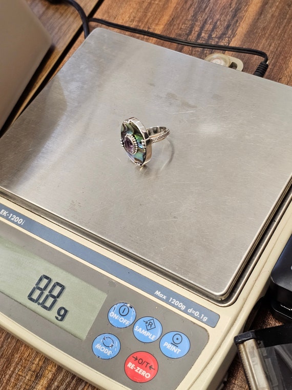 Amethyst Abalone Shell Ring 925 Sterling Silver V… - image 9