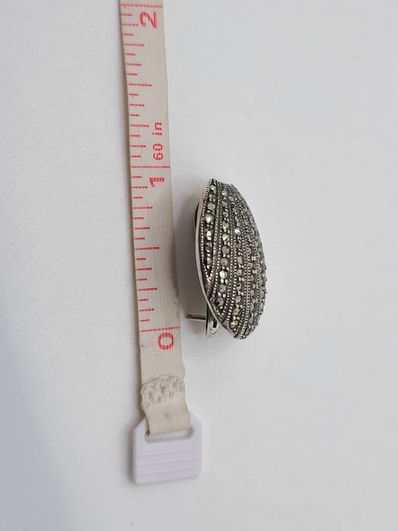 Vintage Marcasite Earrings: 925 Sterling Silver -… - image 7