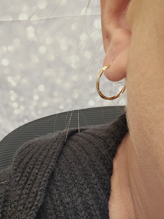 Twisted Hoop Earrings in 14kt Gold, Minimalist Je… - image 2