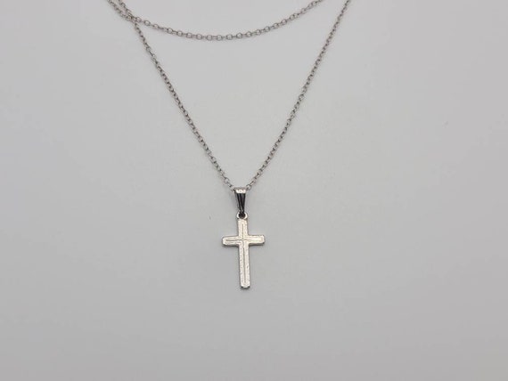 Petite Silver Cross Necklace 925 Silver Cross Necklace Vintage