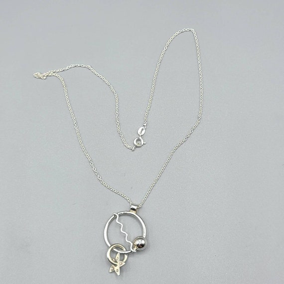 Cosmic Star and Planet Necklace, 925 Silver Vinta… - image 6