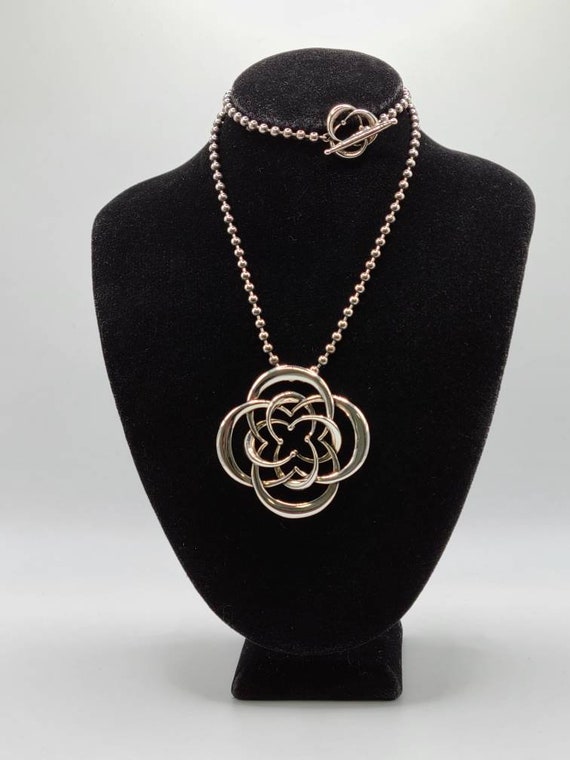 Ann King Luna Necklace 925 Silver Beaded Abstract Flower 