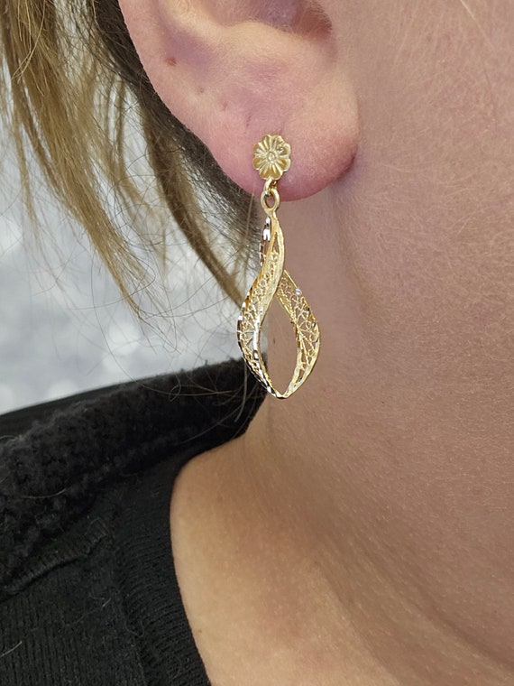 Filigree Infinity Earrings in 14kt Gold, Floral F… - image 2