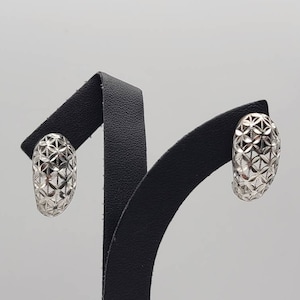 Vintage 925 Silver Floral Openwork J Hoop Earrings, Estate Jewelry, w#1594