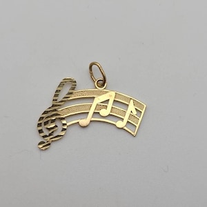 Vintage 10k Yellow Gold Musical Notes Charm Pendant, Estate Jewelry, Gift for Musician, w#3016