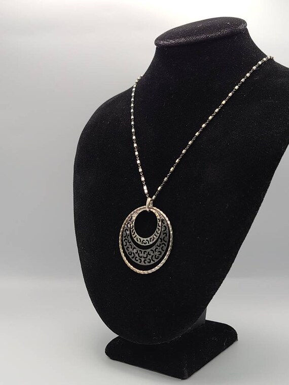 Three Circle Necklace, 925 Silver, Openwork Circl… - image 3