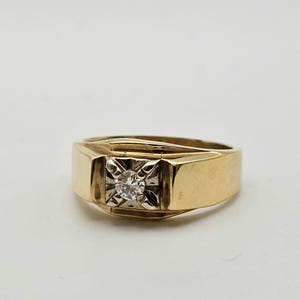 Vintage 14k Yellow Gold Diamond Ring 0.14 CTW Natural Diamond Wedding Band, Size 7.75, Appraised Estate Jewelry, w#2407