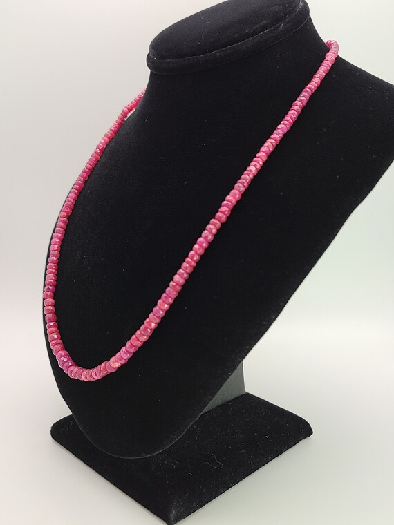 Vintage Ruby Necklace: 925 Sterling Silver - 0.75… - image 3