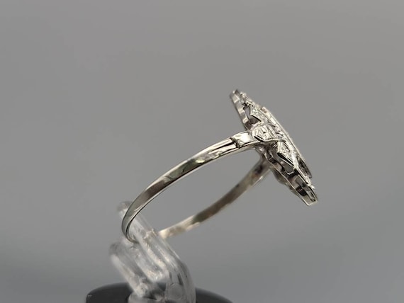 Art Deco Diamond Ring in 14k White Gold, .14ct. T… - image 9