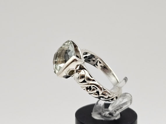 Fancy Cut Green Amethyst Ring in 925 Silver, 3.90… - image 3