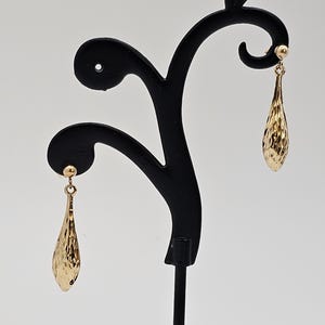 Vintage 14k Yellow Gold Diamond Cut Drop Earrings, Estate Jewelry, w#2196