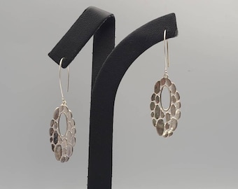 Geometric Oval Dangle Earrings, 925 Silver Open Oval Earrings, Silver Modernist Earrings, Item w#2789